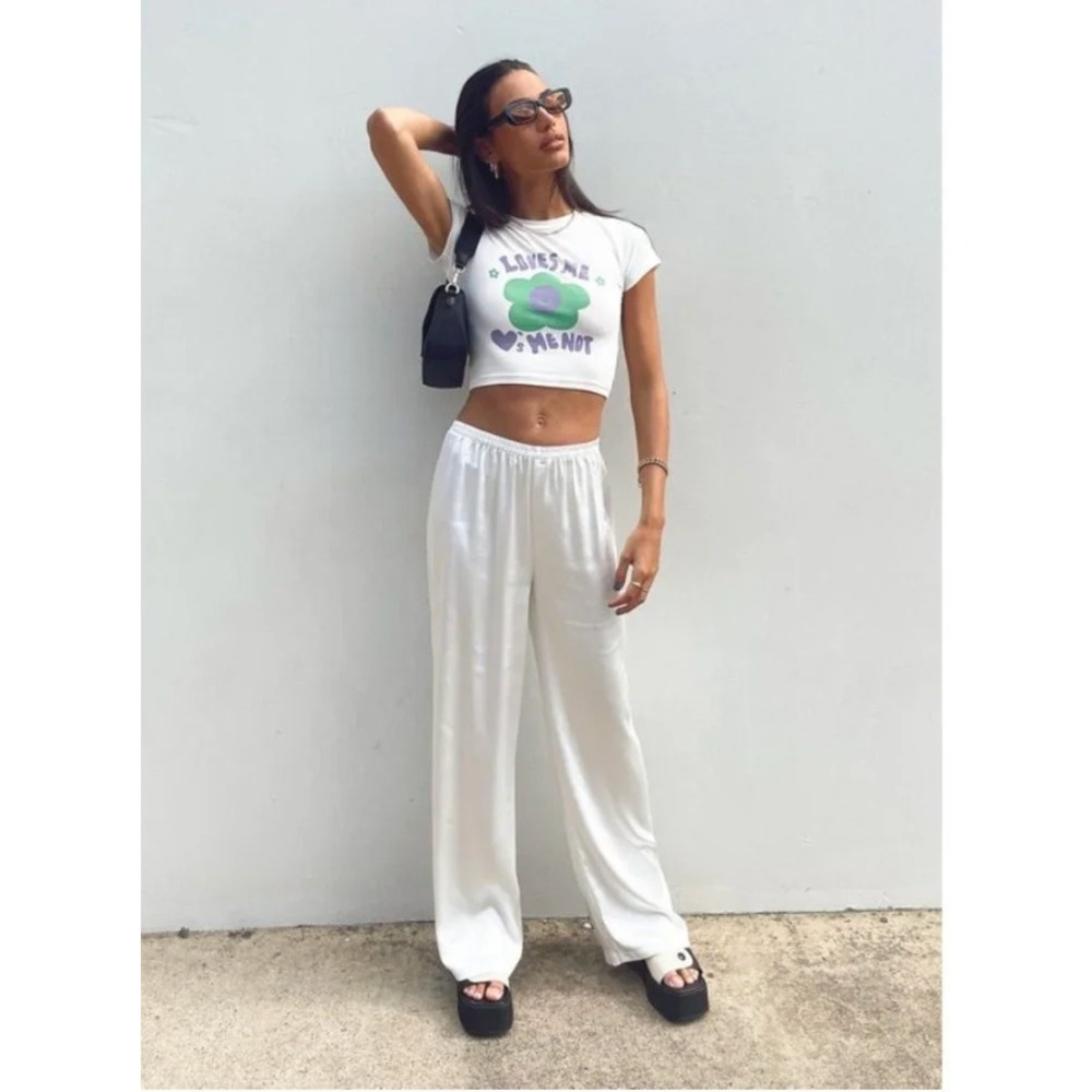 Princess Polly White Satin Pants